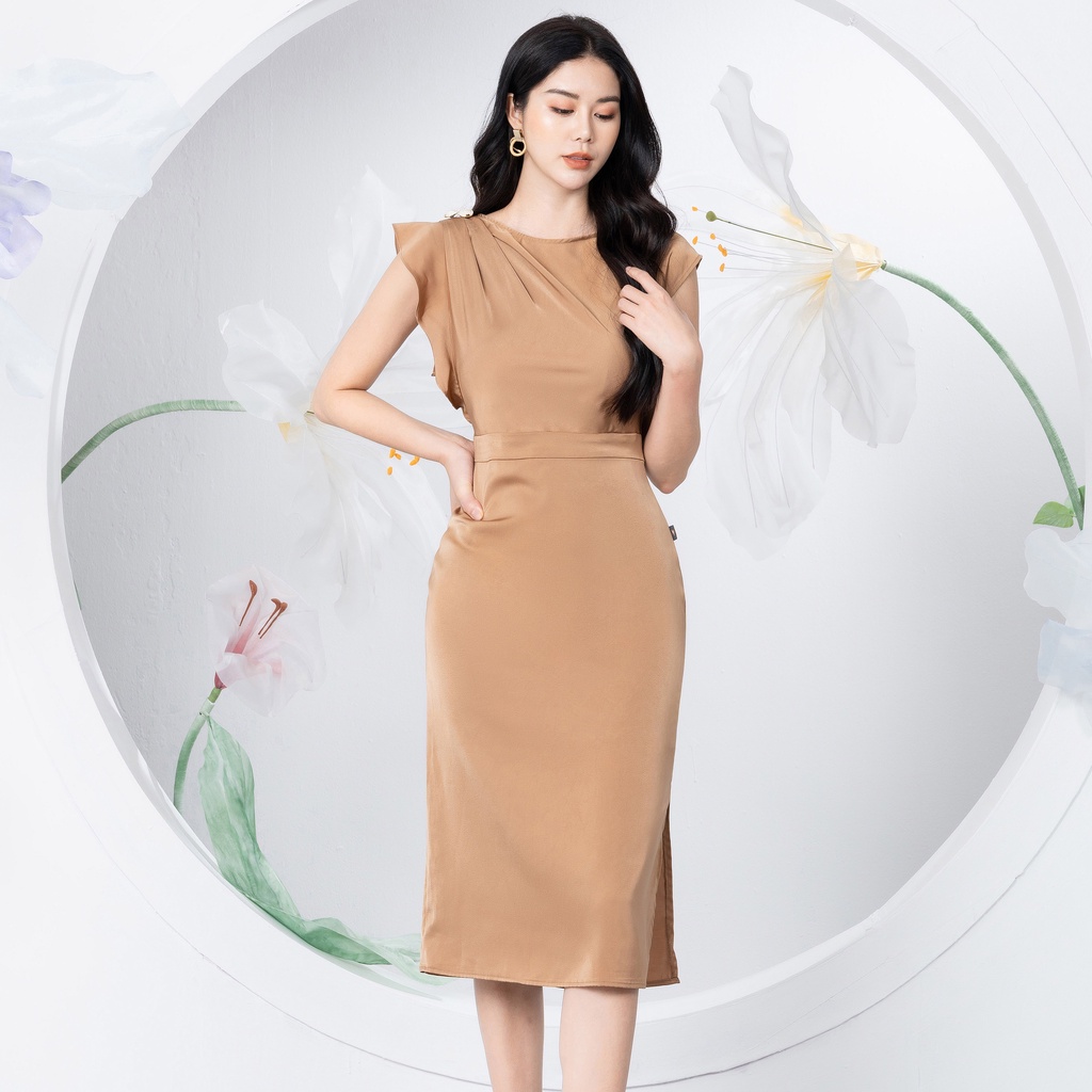 Đầm Lụa Suông Nữ UK Fashion Thiết Kế Tôn Dáng, Màu Sắc Basic, Chất Liệu Vải Cao Cấp NKDV2203011