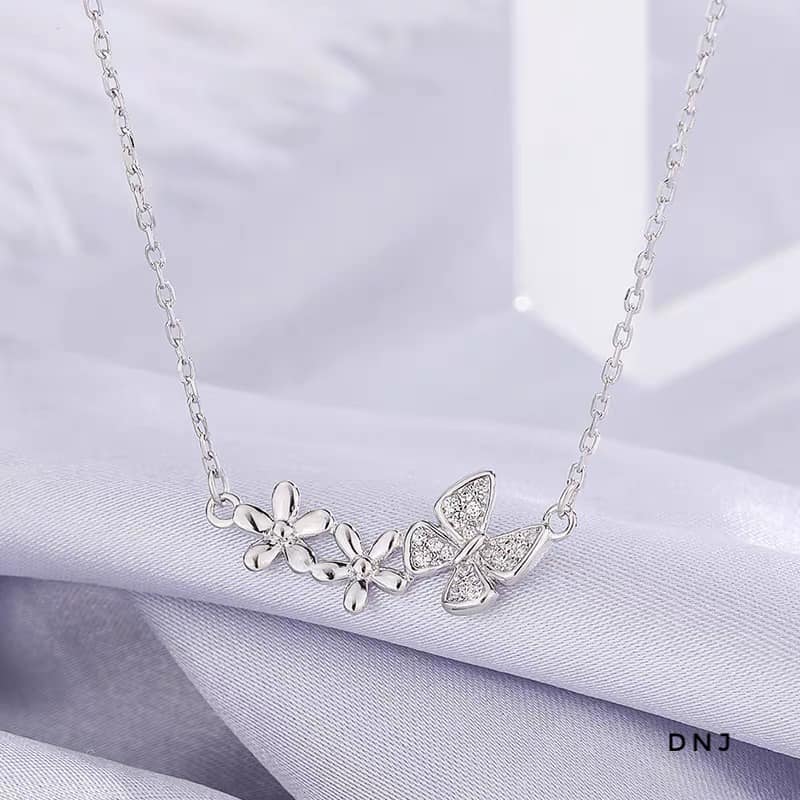 Dây chuyền nữ mặt hoa bướm chất liệu bạc s925 MS09c