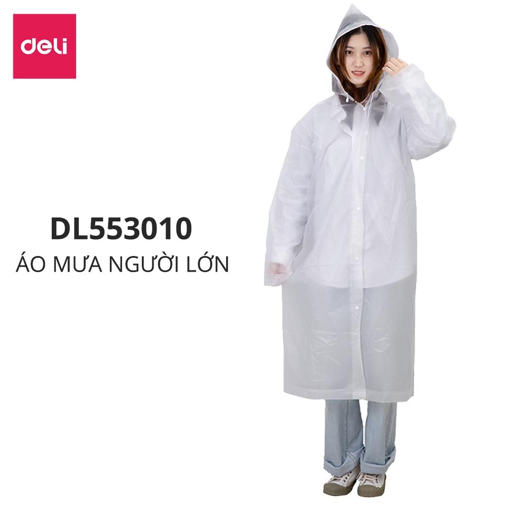 Áo Mưa Trong Suốt Deli Cho Người Lớn Và Trẻ Em - Vải Chống Thấm Cao Cấp - Dáng Dài Thời Trang - Dl553010 Dl553011 - Áo Mưa Người Lớn