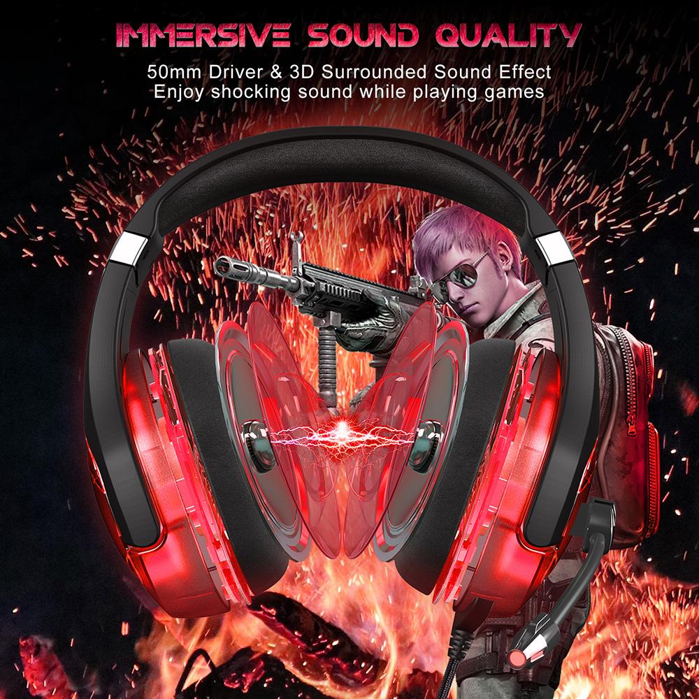 Tai nghe chơi game có dây ONIKUMA K1B PRO với Bộ trình điều khiển 50mm Âm thanh nổi 3D Surround Giảm tiếng ồn Mic USB + Cổng 3,5mm