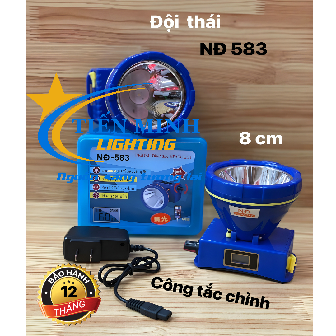 ĐÈN PIN ĐỘI ĐẦU LED SIÊU SÁNG THÁI LAN 583 - PIN SẠC SIÊU BỀN CÓ MÀN HÌNH LCD (HÀNG BAO ĐẸP)