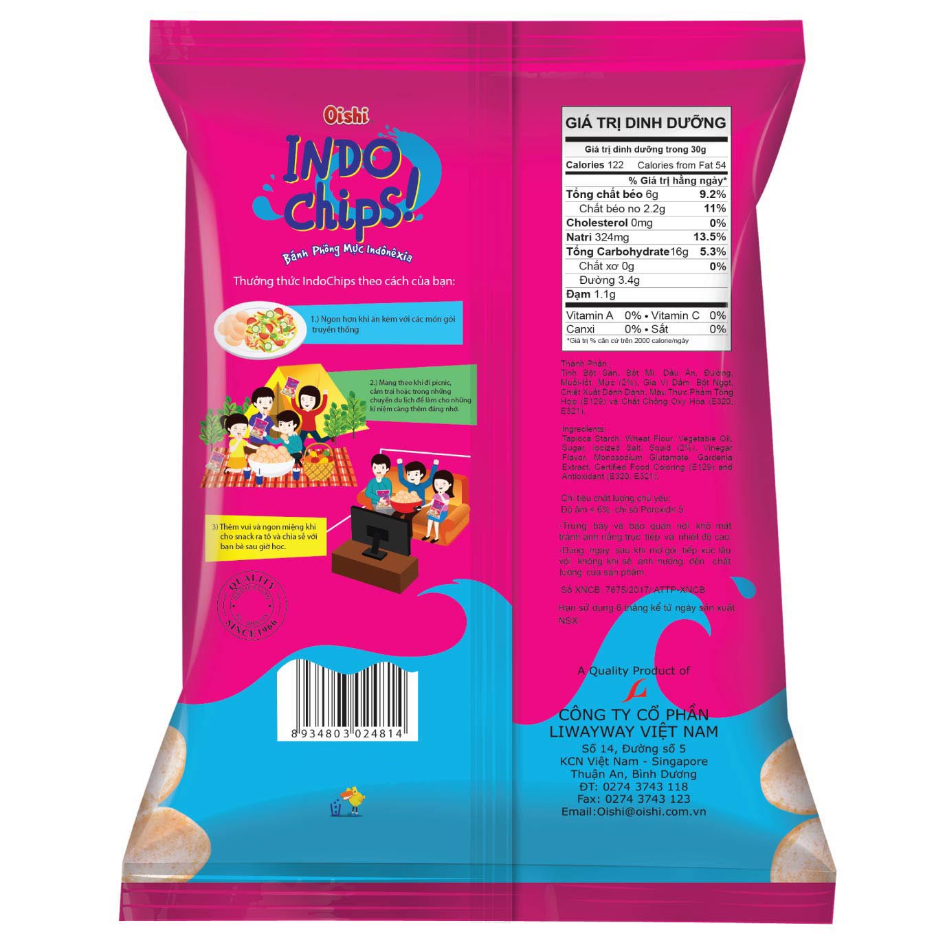 Combo 12 gói Oishi Snack Phồng Mực Indochips (75g/gói)