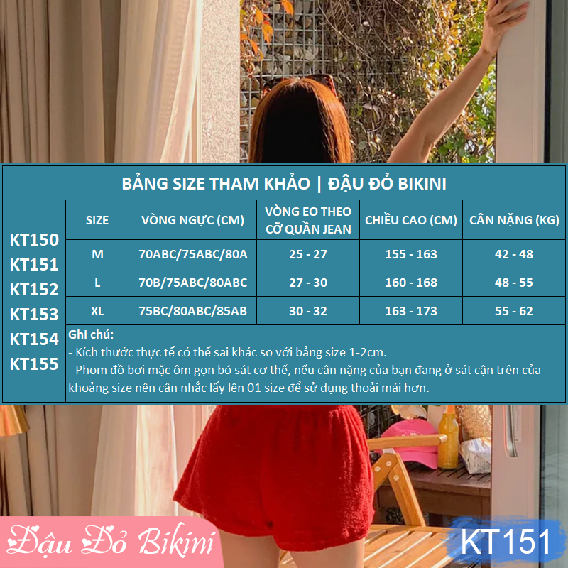 Bikini 3 chi tiết, bộ bơi 2 mảnh nữ kèm quần đùi trẻ trung bắt mắt, kín đáo mà vẫn sexy quyến rũ, chất đẹp giá hạt rẻ | KT151