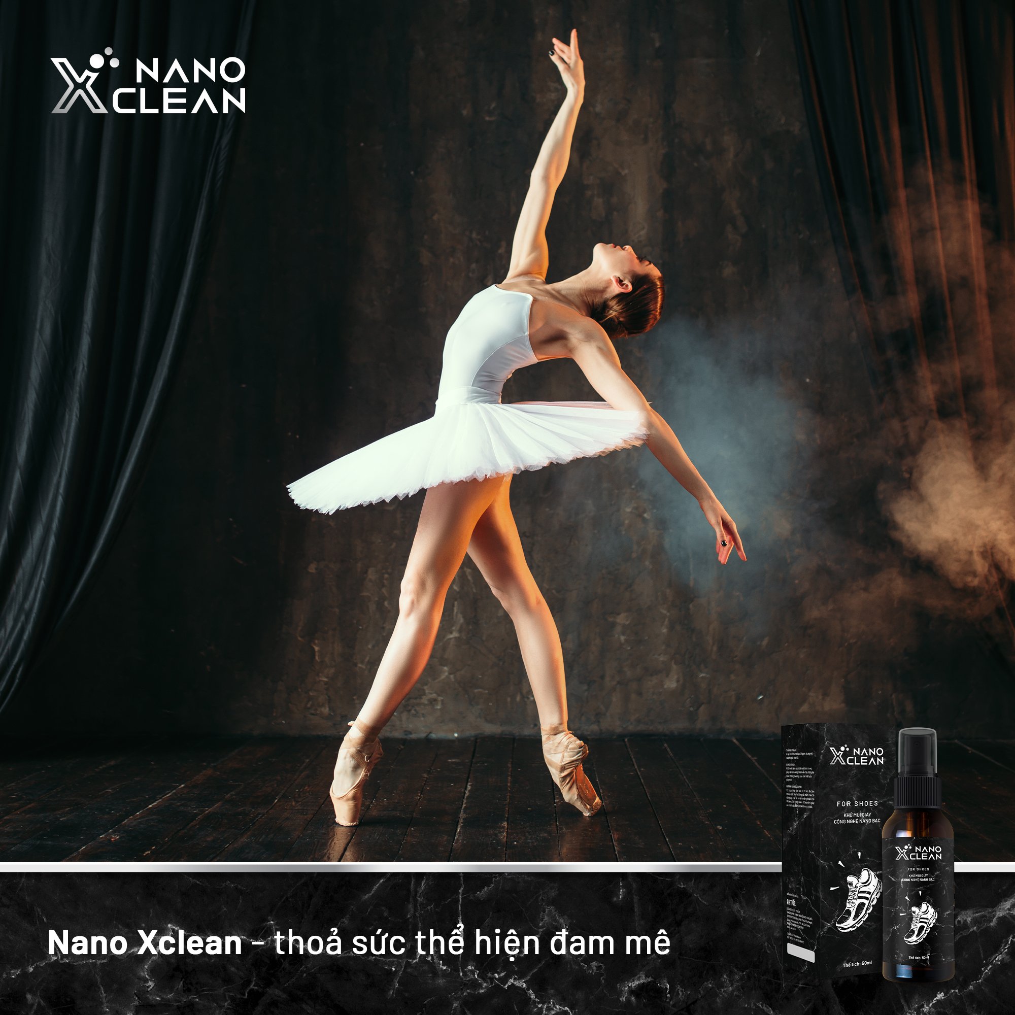 [Combo 3 ] Chai xịt khử mùi giày Nano Xclean Nano Bạc AHT Corp 50ml - Khử mùi, diệt khuẩn giày dép