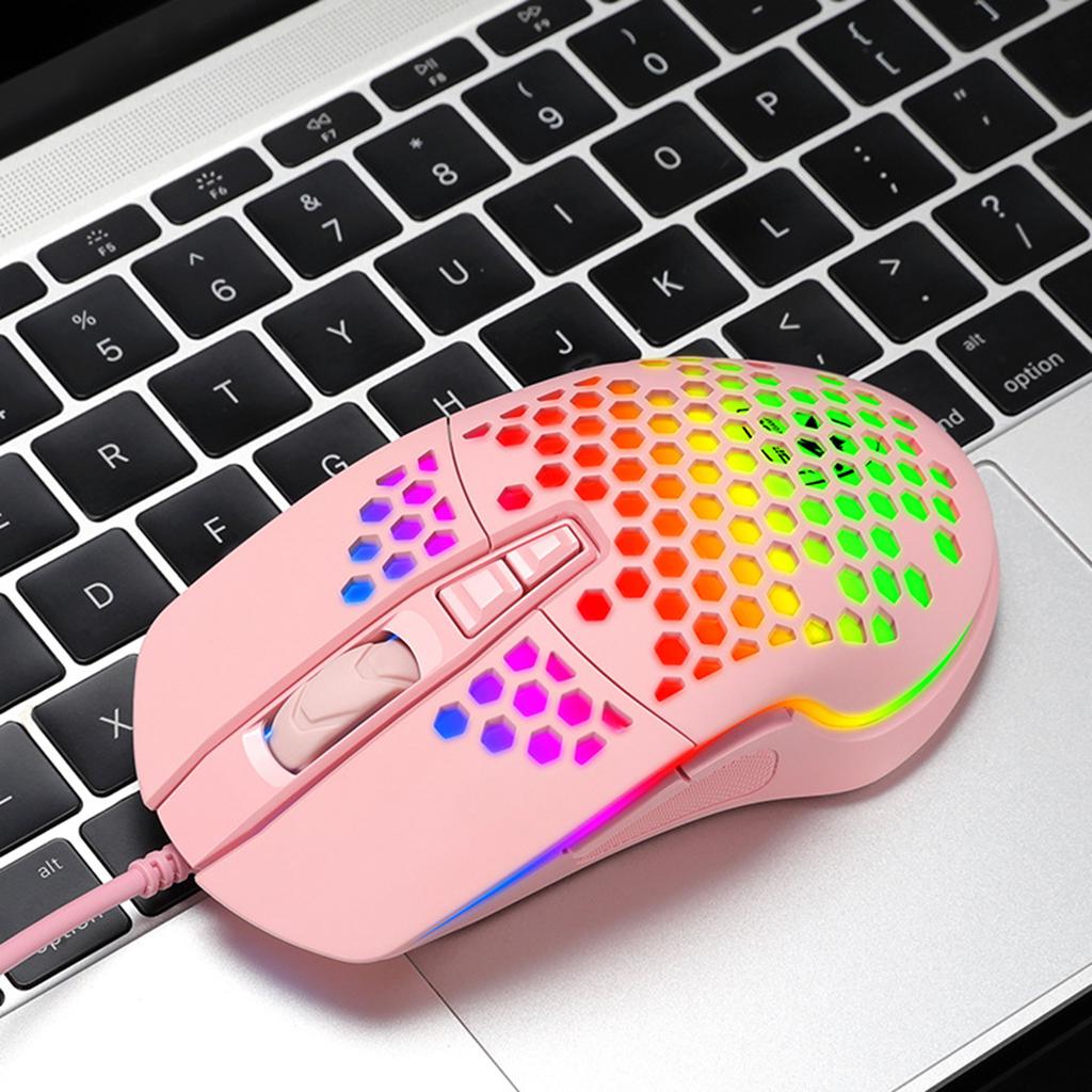 Lightweight Gaming Mouse Wired Honeycomb Hollow RGB Streamer 1600 DPI Programming Optical Sensor for PS4 Gamer