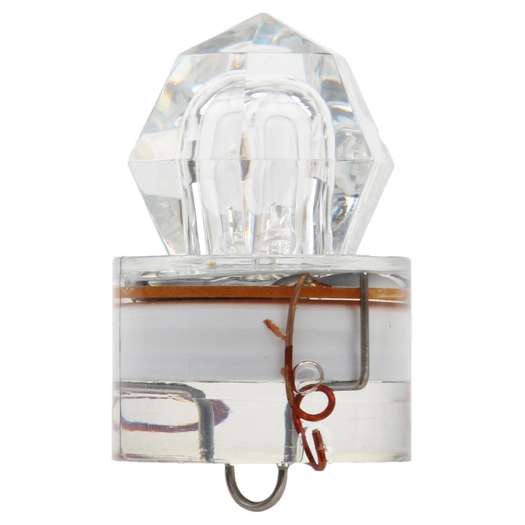 2 Pieces White and Green LED Deep Drop Diamond Fishing Flash Light Bait Lure Squid Strobe Lamp