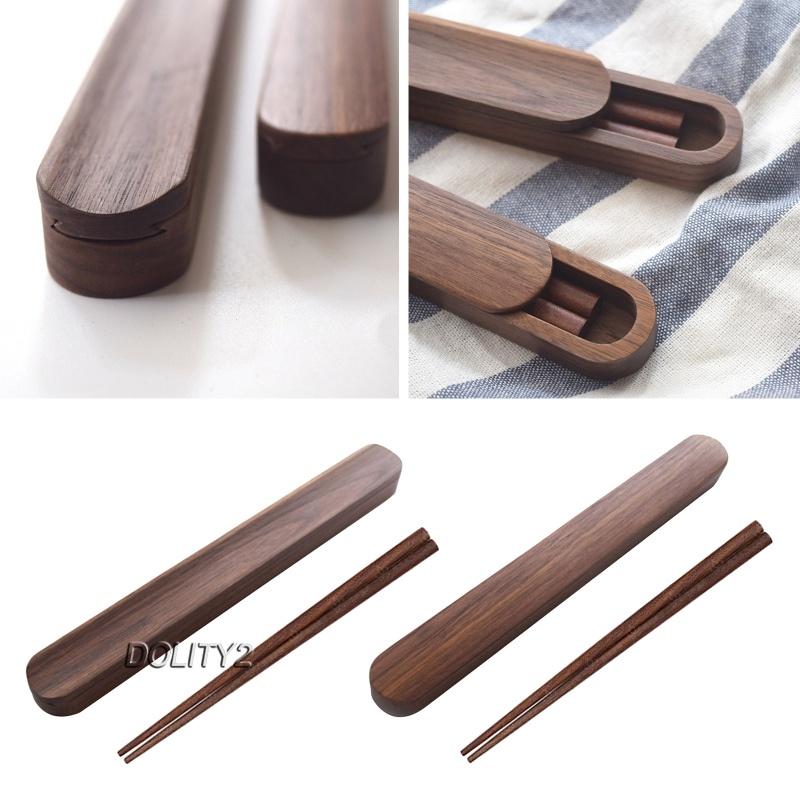 Bộ 2 Đũa Gỗ Óc Chó Kèm Hộp Đựng Tiện Dụng Ốp