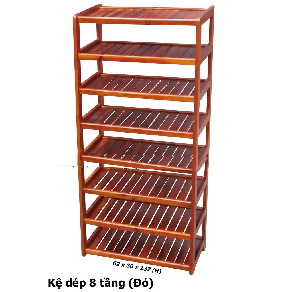 Kệ Giày Dép 8 Tầng Rộng 60cm Gỗ Tự Nhiên 100% - Vàng