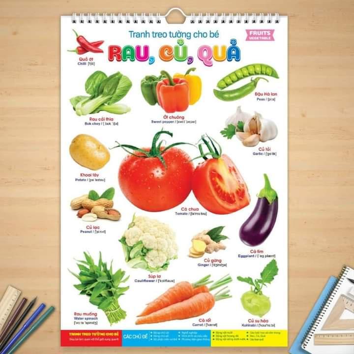 Bộ Tranh Treo Tường Song Ngữ 12 Chủ Đề Cho Bé - Loại Lớn