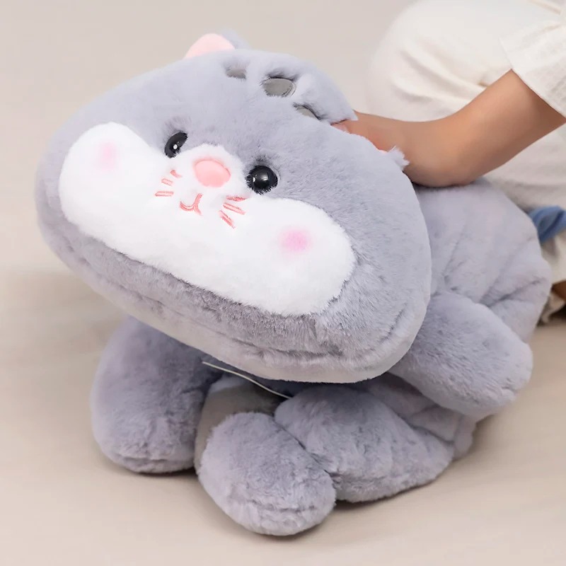 Thú nhồi bông mèo mặt ngơ ngác - Size từ 50cm đến 95cm - Quà tặng gấu bông mèo đuôi sọc lông mềm mại êm mịn