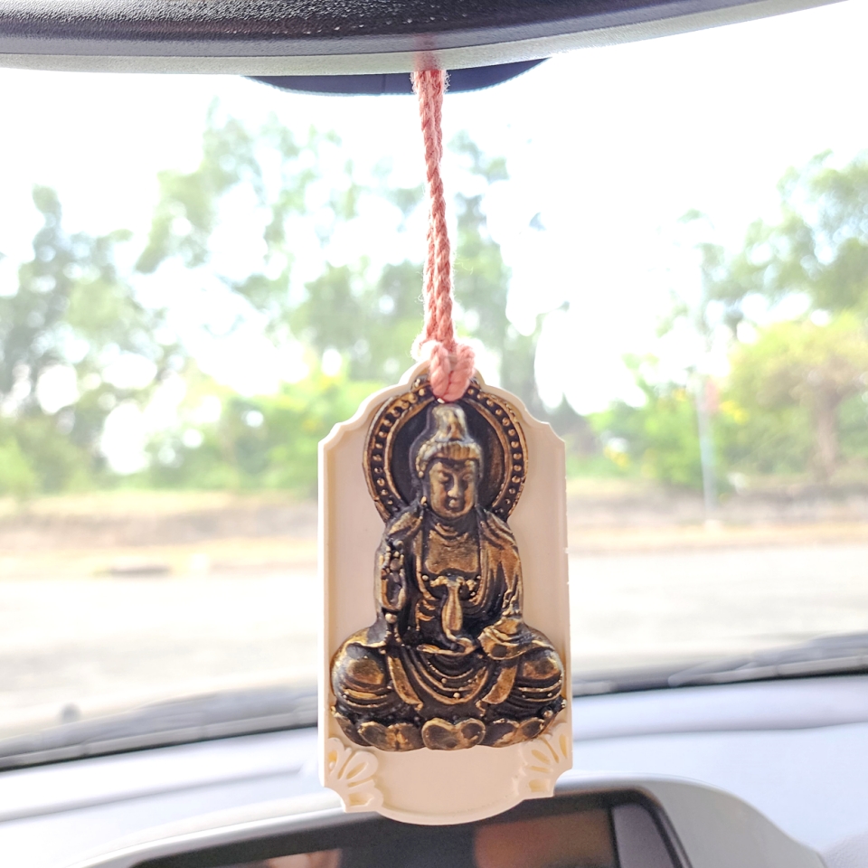 Bộ đá thơm treo xe tượng Phật sơn mài Ecolife – Phụ kiện làm thơm xe, trang trí xe