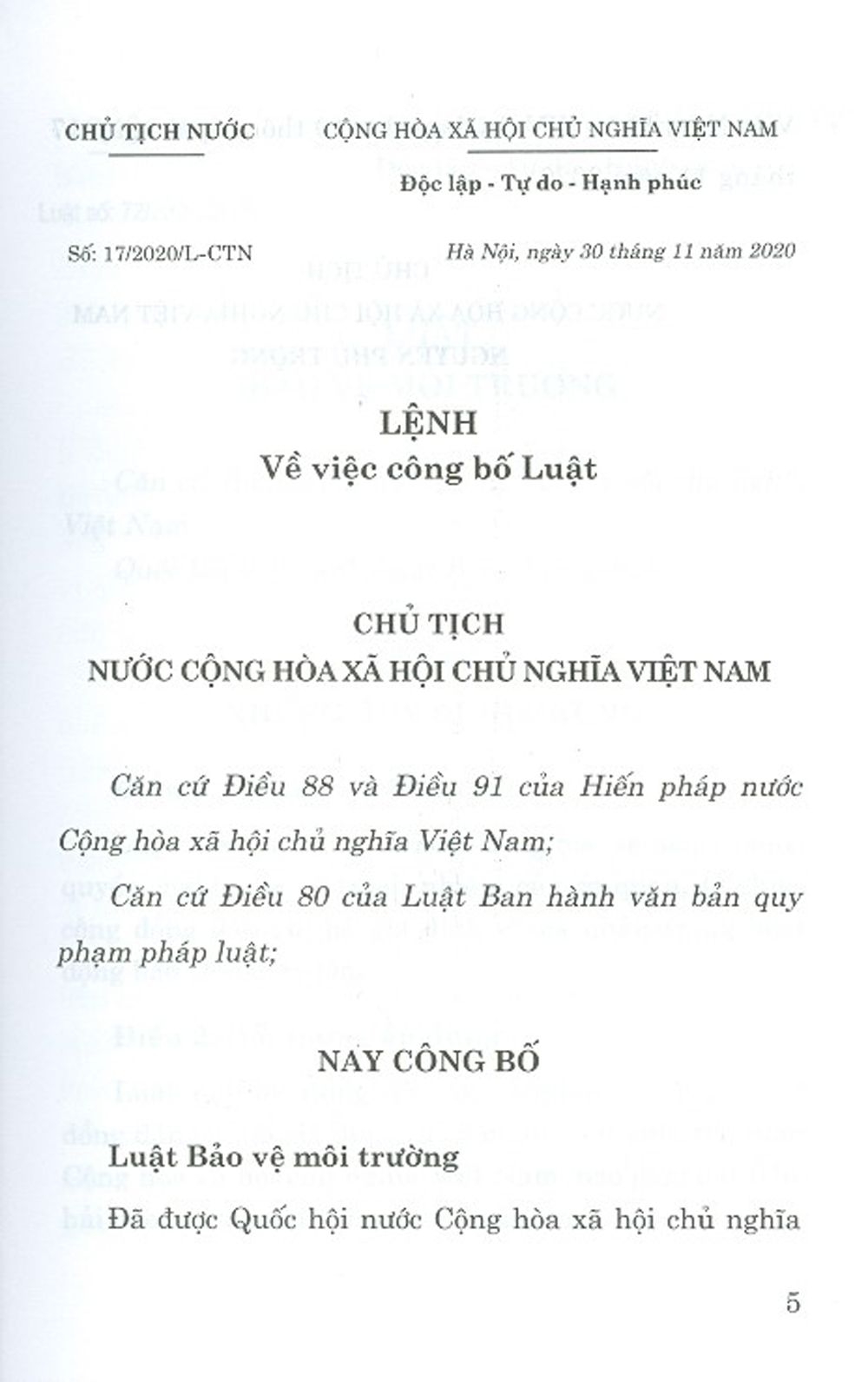 Luật Bảo Vệ Môi Trường