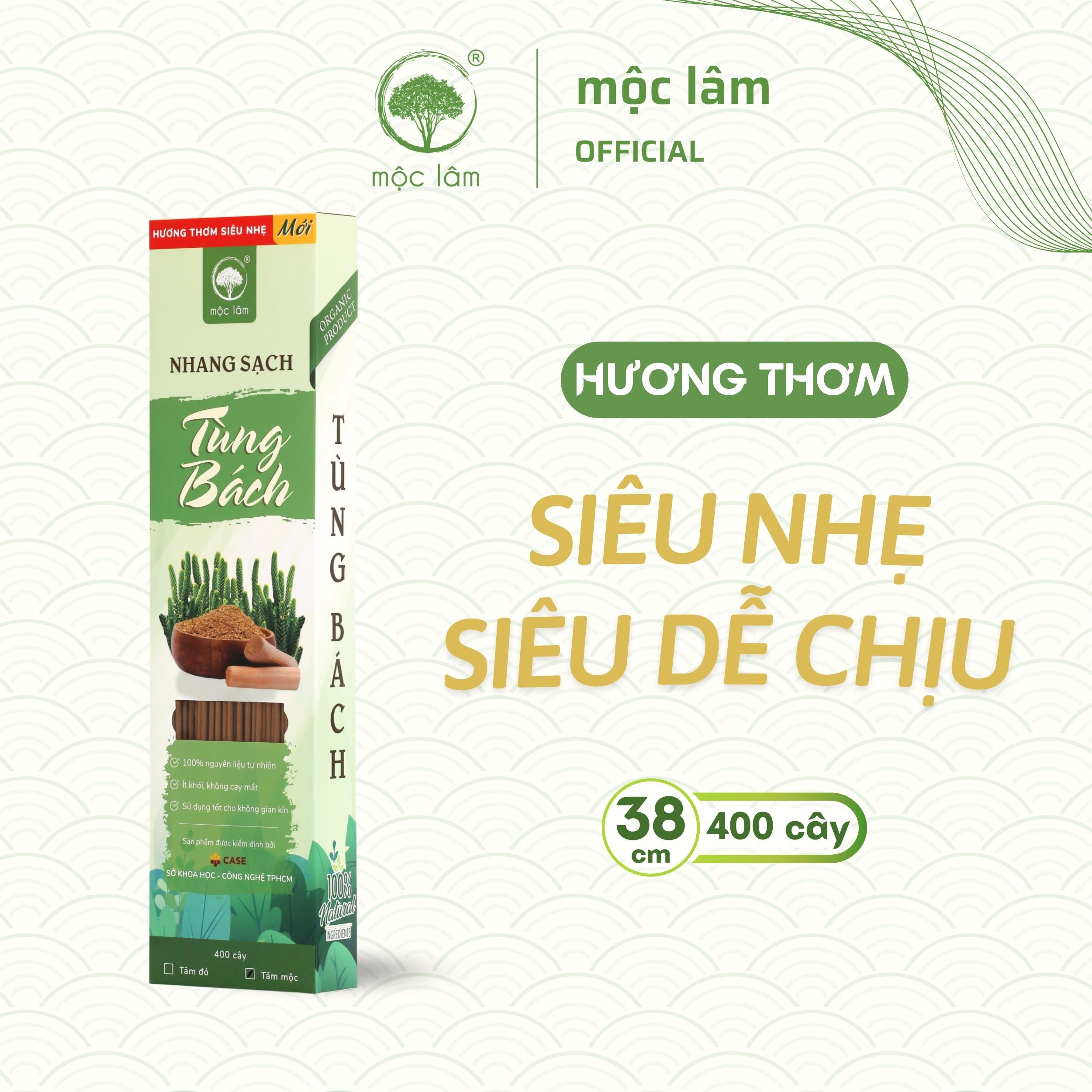 Nhang Sạch Tùng Bách MỘC LÂM 400cây 38cm - Ít Khói - Hương thơm SIÊU NHẸ - Nhang Thiên Nhiên