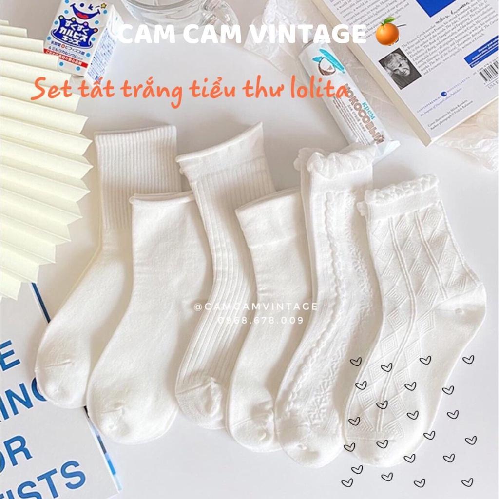 SET TẤT TRẮNG LOLITA CỔ CAO NỮ VỚ CAO CỔ TIỂU THƯ LOLITA TẤT VỚ NỮ CỔ BÈO NHÚN ULZZANG STYLE HÀN QUỐC