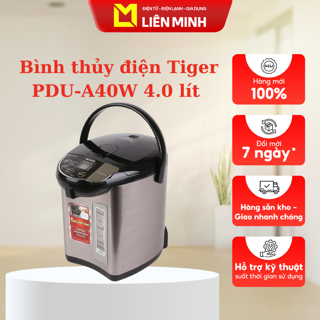 Bình thủy điện Tiger PDU-A40W 4.0 lít - Hàng Chính Hãng Nhật Bản