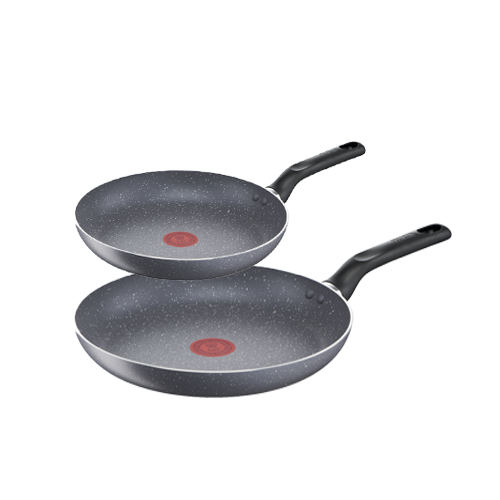 Bộ 2 chảo chiên chống dính vân đá Tefal Natura dùng cho bếp ga và hồng ngoại (20cm, 28cm) - Hàng chính hãng