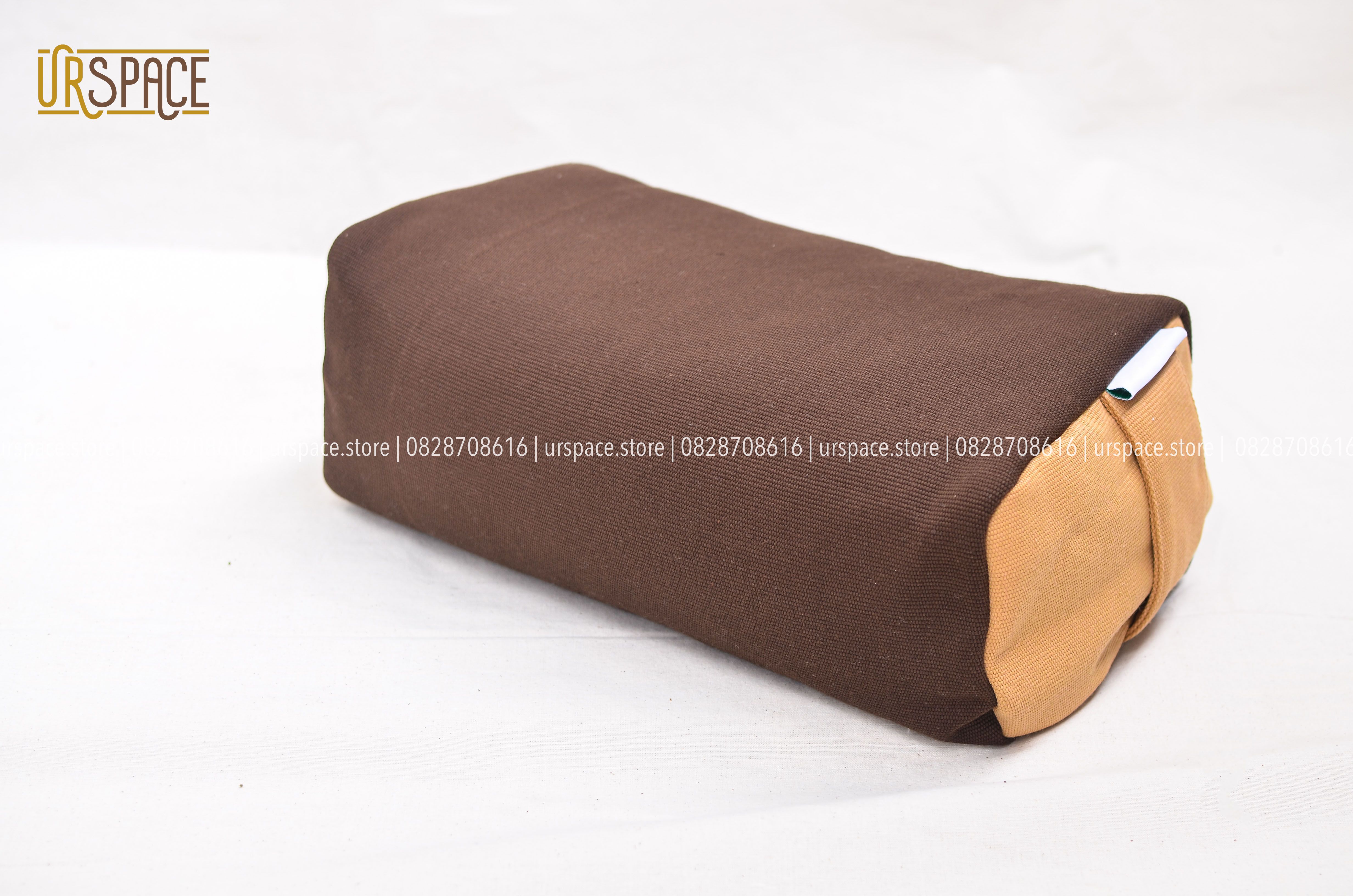 Gối yoga ngồi thiền đa năng bằng vỏ đậu xanh vải canvas màu nâu/ Green Bean Yoga Pillow Canvas Cover Brown Color