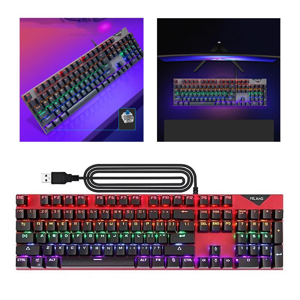 USB Wired Gaming Mechanical Keyboard 104 Key,Multi Color RGB Illuminated LED Backlit