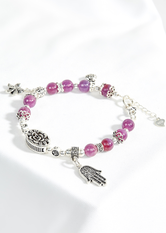 Vòng tay ruby phối charm túi tiền bạc Ngọc Quý Gemstone
