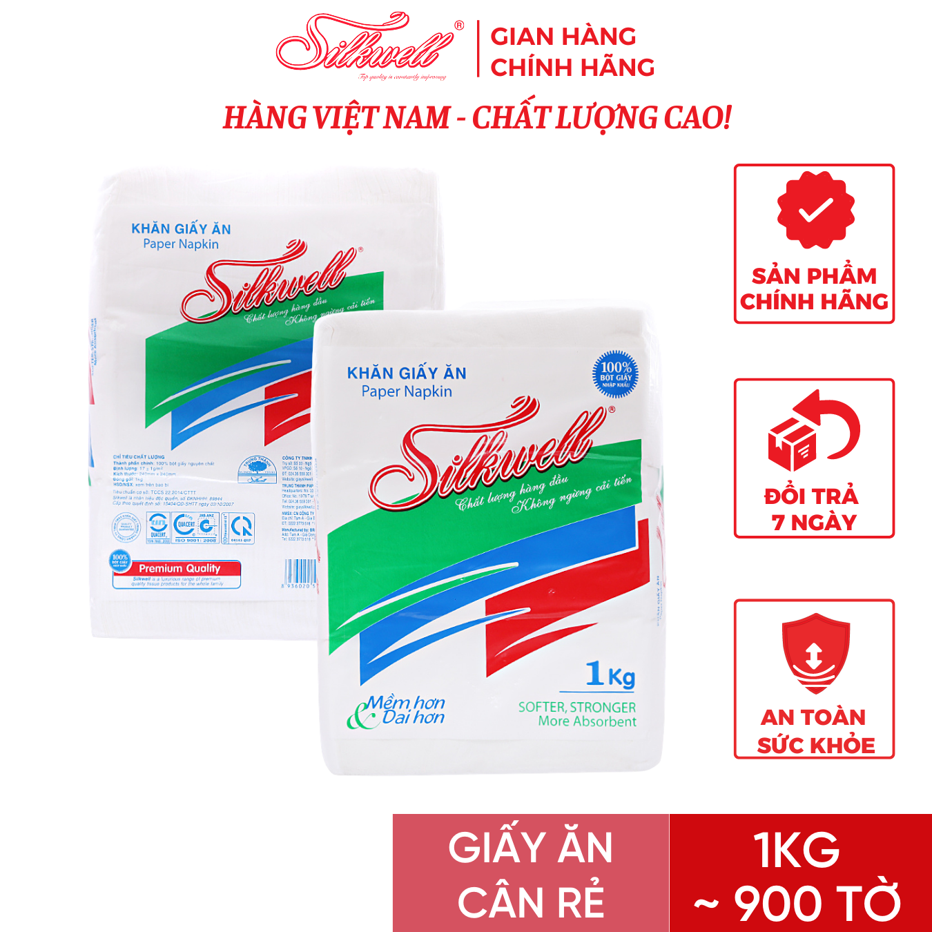 Giấy ăn cân Silkwell X240 xanh ngọc 1kg