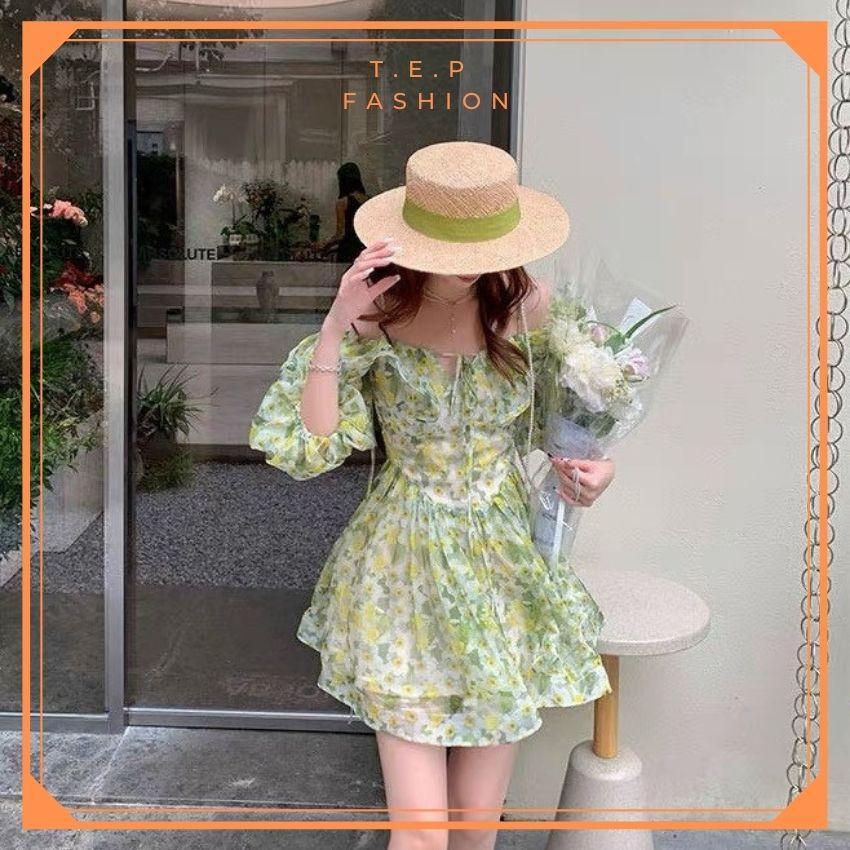 Đầm Hoa Nhí Nữ Dáng Ngắn Xòe 2 Lớp Trễ Vai Sexy Thời Trang Tep Fashion - VA002