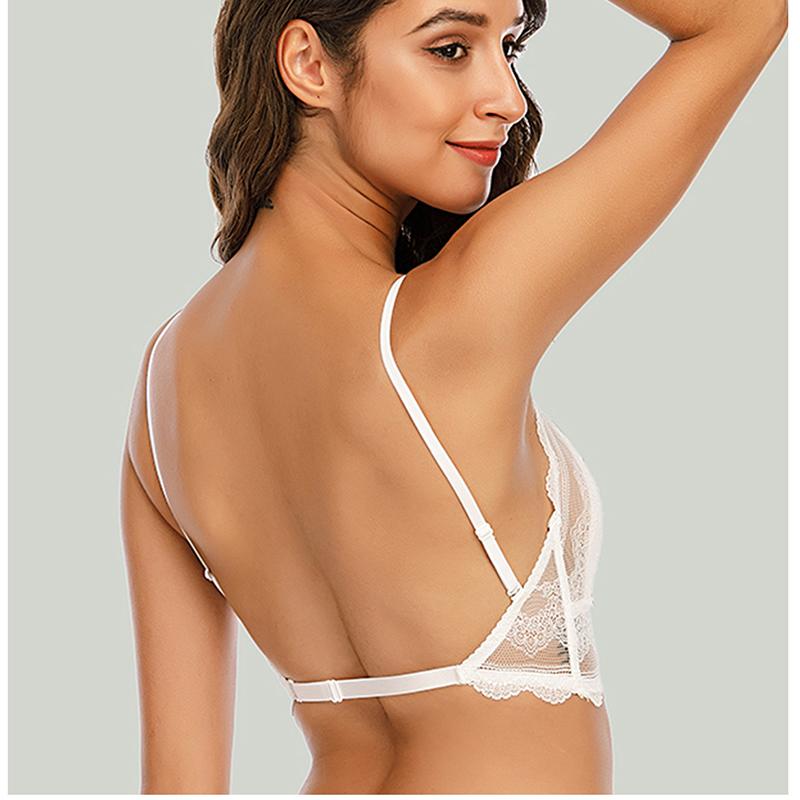 Áo Ngực Sexy Dây Đai U Hở Lưng Viền Ren Không Dây Mềm Cúp Áo Nữ Vô Hình Mỏng Cup Nữ Quần Lót