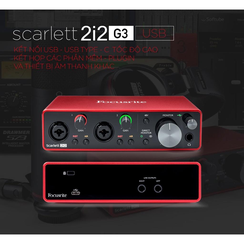 Sound card thu âm Focusrite Scarlett 2i2 (Gen3) cao cấp hỗ trợ livestream, thu âm chuyên nghiệp dành cho phòng thu