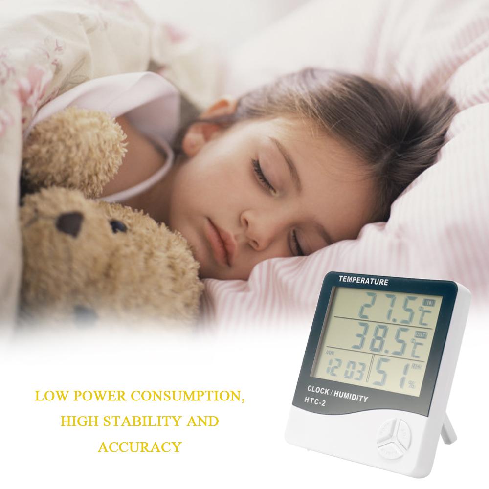 Indoor and Outdoor Large Screen Digital Display Temperature and Humidity Meter Time Calendar Alarm Temperature Meter and Hygrometer