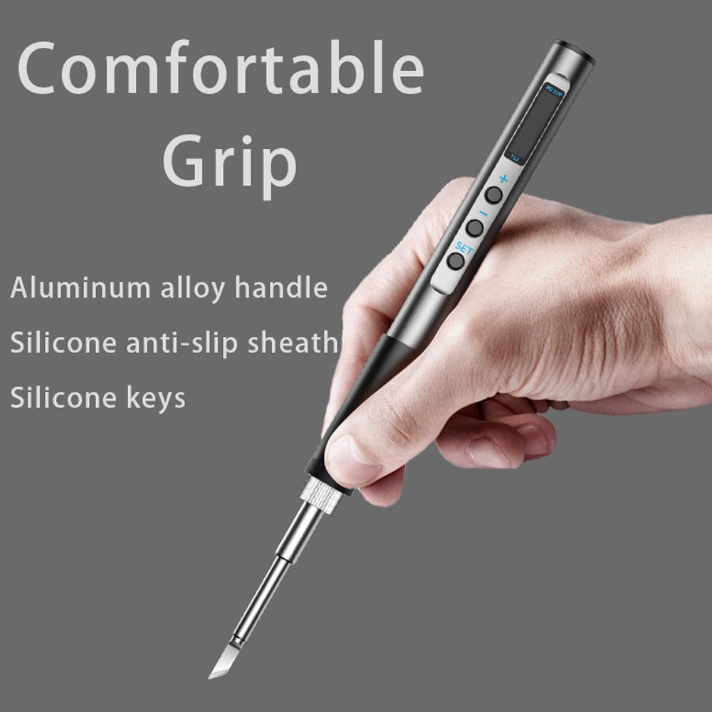 Intelligent Electric Soldering Iron Portable 65W Soldering Station OLED Display Full Metal CNC Housing with Temperature Adjustment Function Type-C Interface