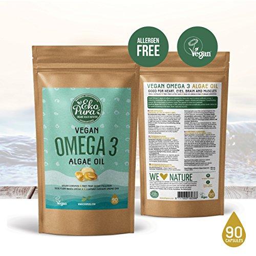 Vegan Omega 3 - Algae Oil, 90 Capsules , 3 Month Supply - Sustainable Alternative to Fish Oil