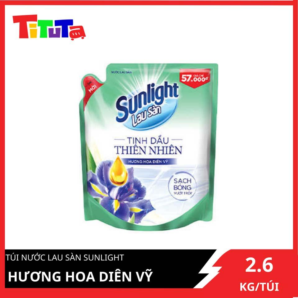 Nước Lau Sàn Sunlight Tinh Dầu Thiên Nhiên - Hương hoa Diên Vỹ (2.6kg/Túi)