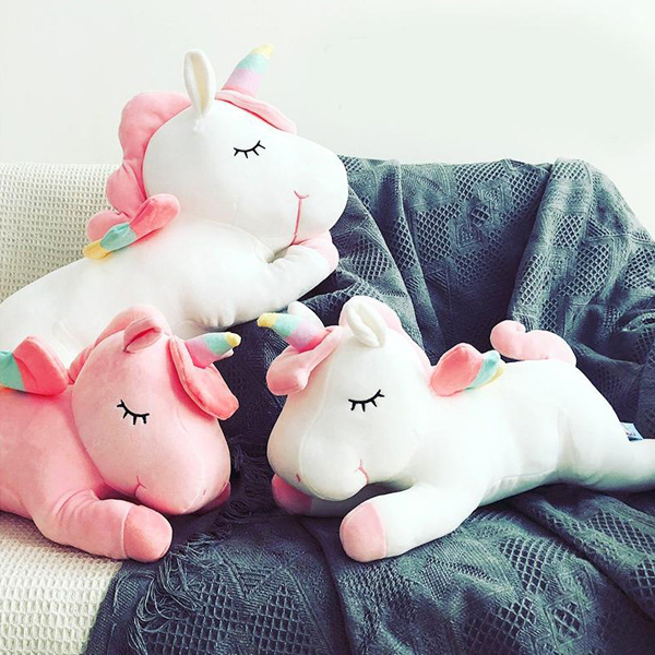 Gấu bông ngựa một sừng unicorn nằm (60 cm) gb45 (Màu Trắng)