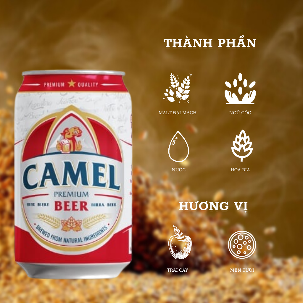 Bia Camel Premium (Đỏ) - Thùng 12 lon 330ml