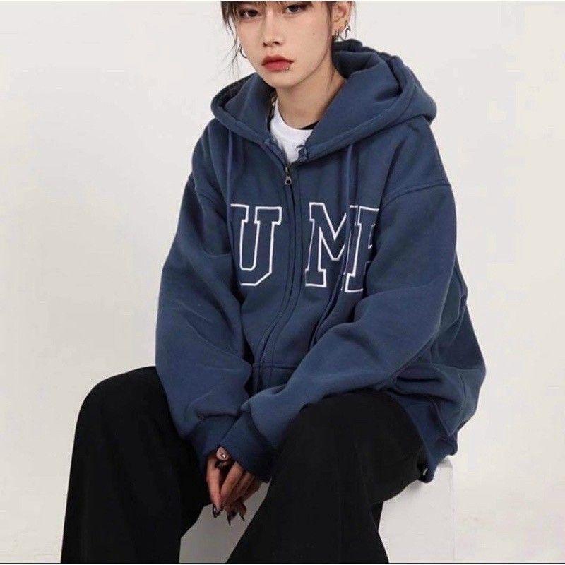 Áo Khoác Nỉ JUMP Nam Nữ Ulzzang Unisex Tay Rộng, Áo Khoác Hoodie Dây Kéo Form Rộng HÀN QUỐC