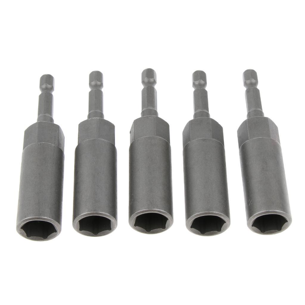 Socket Nut Driver Set Drill Bit Adapter 1/4'' Hex Shank 12mm 5pcs
