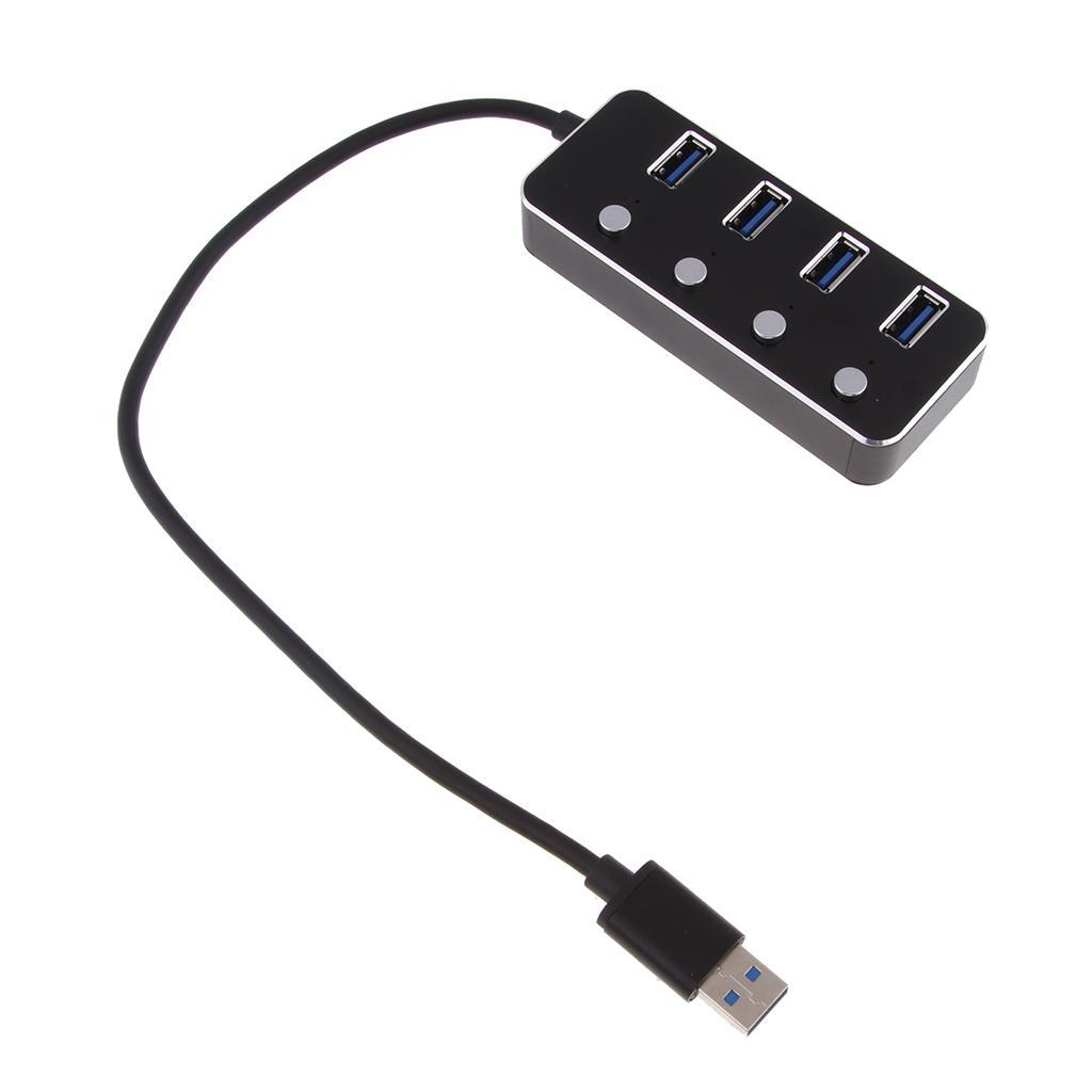 4 Ports USB 3.0 Hub Expansion Splitter Box with ON/OFF Switch