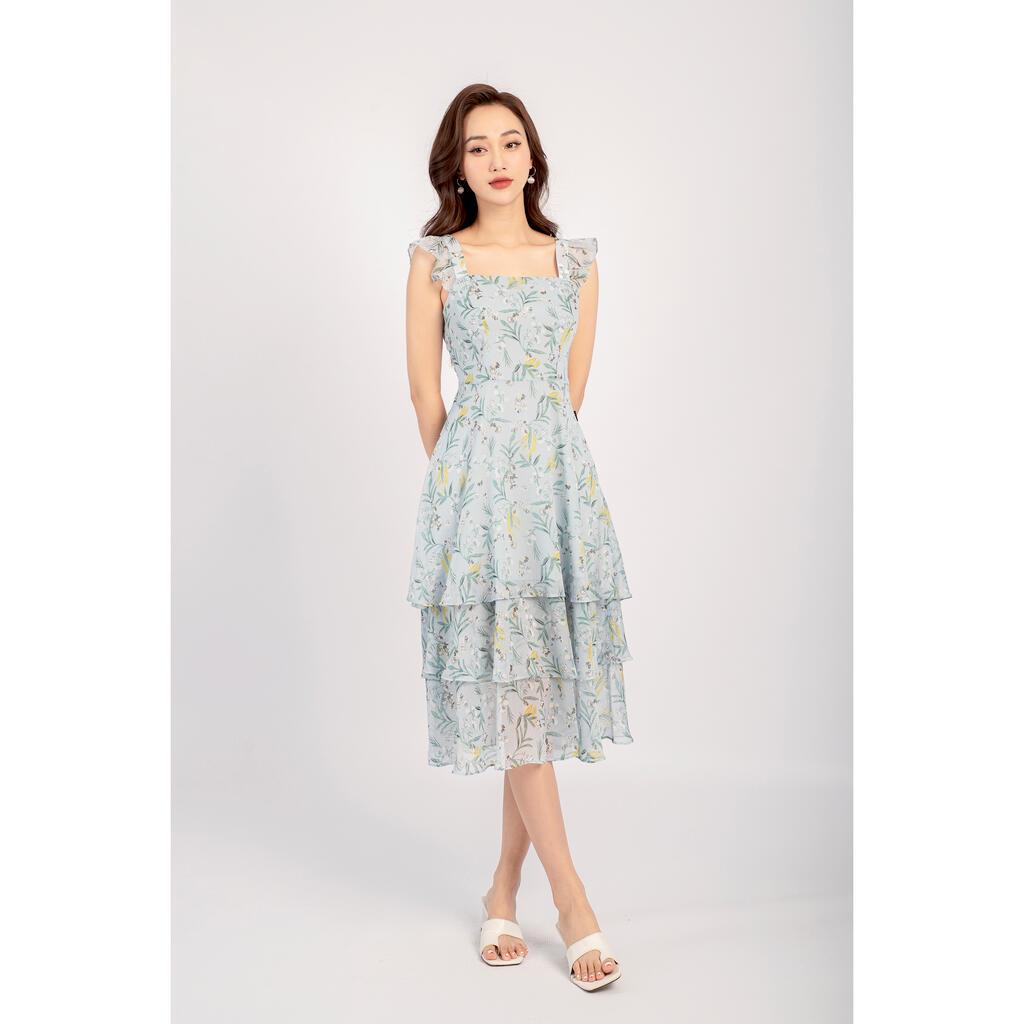 Đầm maxi, quai kẹp bèo, tùng bèo ba tầng MMOutfit DA0222421