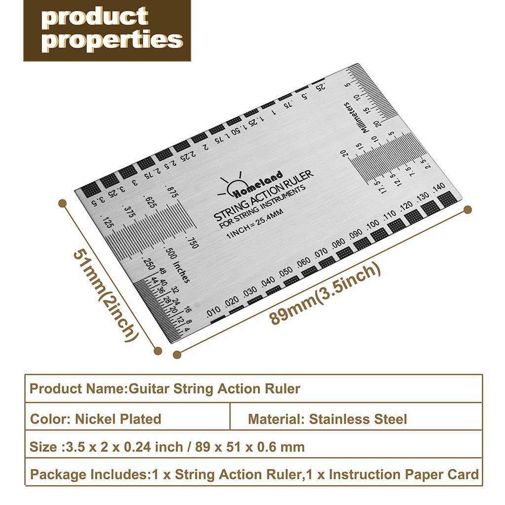 Accurate Electric Guitar Stainless Steel String Action Ruler /Metric