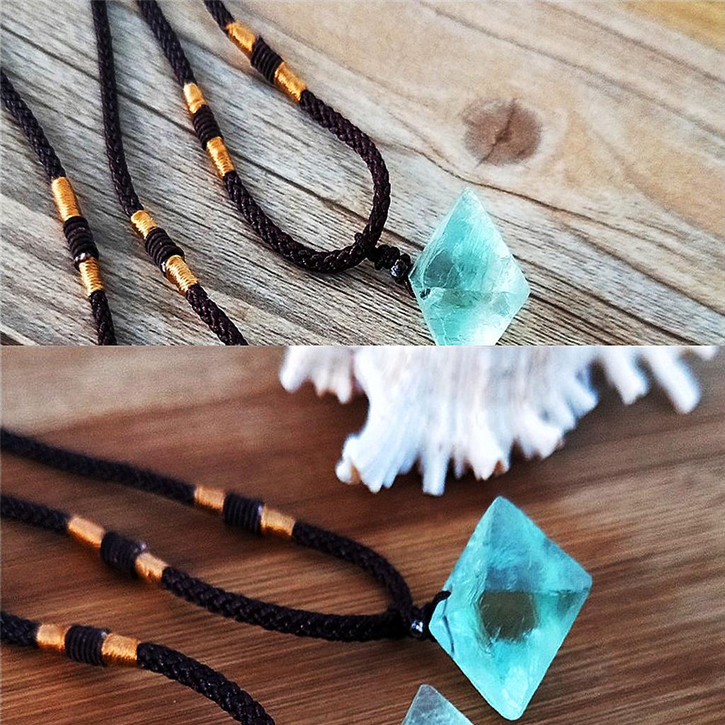 Green Fluorite Octahedron Feng Shui Reiki Gemstone Pendants for DIY Necklace