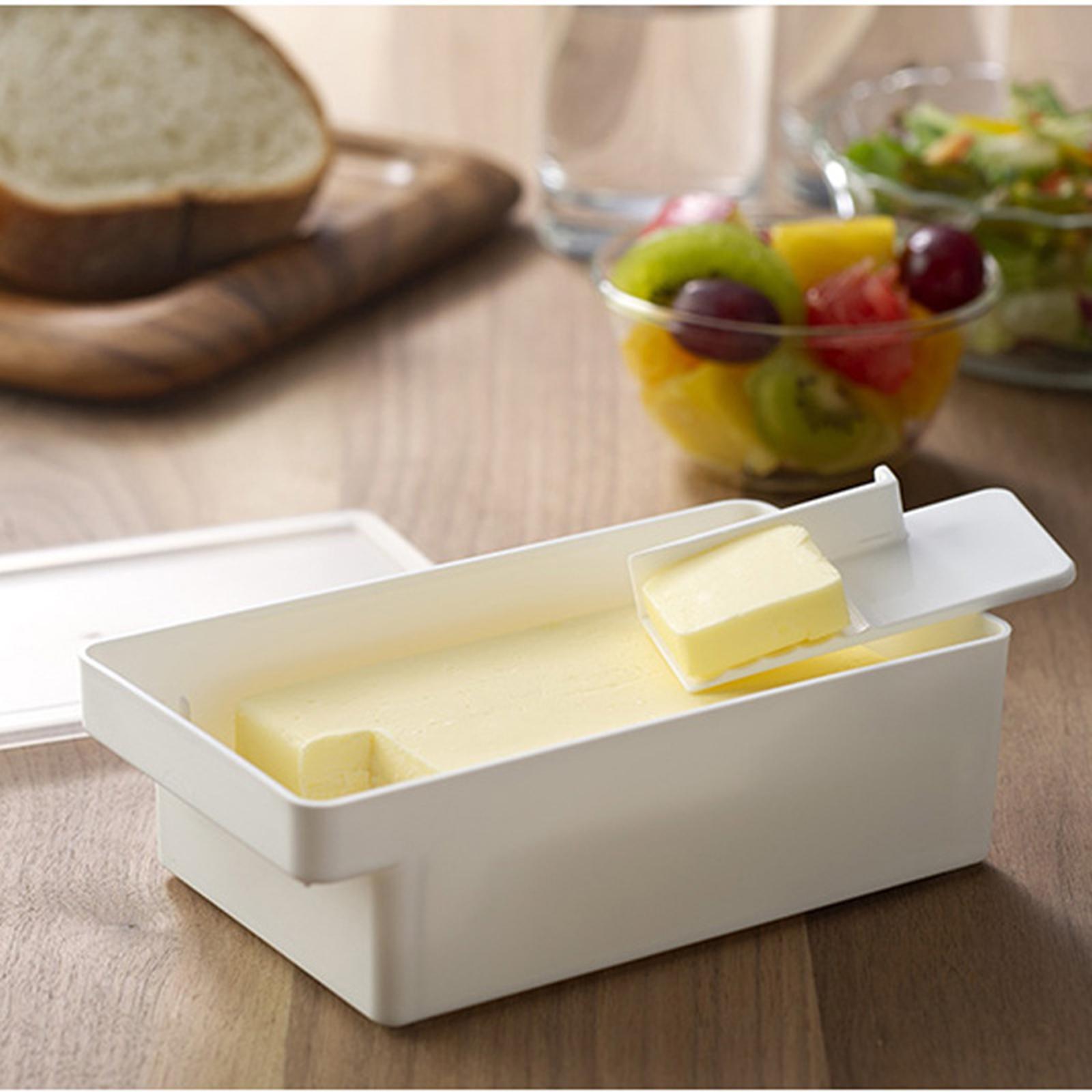 Butter Cutting Storage Box with Lid Butter Container Dustproof Case Multipurpose Cheese Serving Tray Hold 200G Butter Dish for Fridge