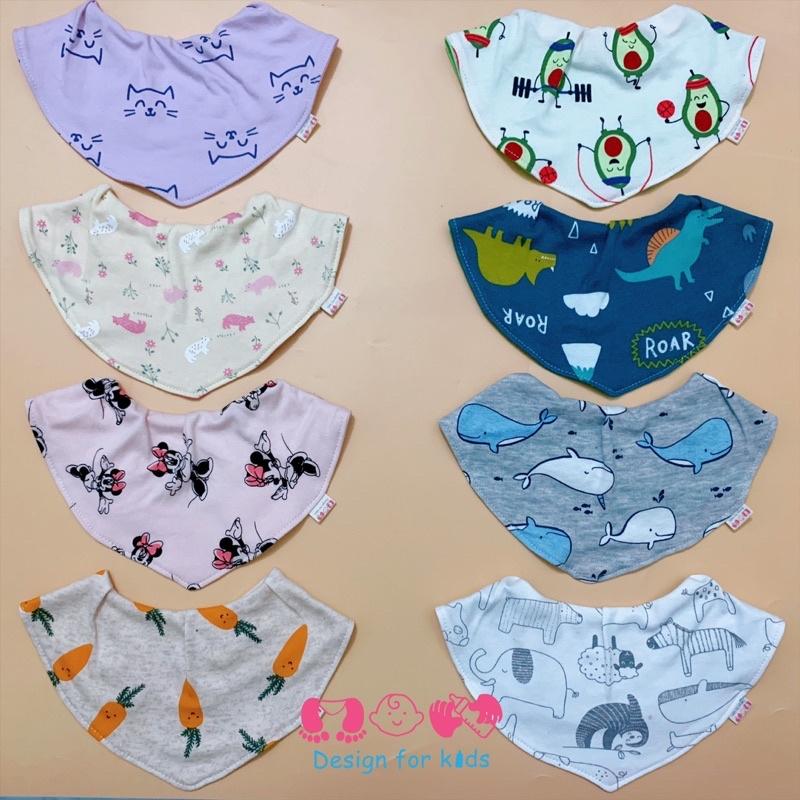 Yếm đeo cổ vải cotton xuất dư 2 lớp cho bé 0-5 tuổi