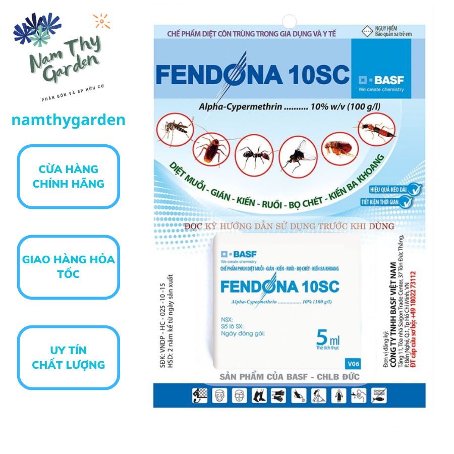 Fendona 10sc 5ml diệt muỗi, kiến, gián, ruồi, bọ chét, kiến ba khoang