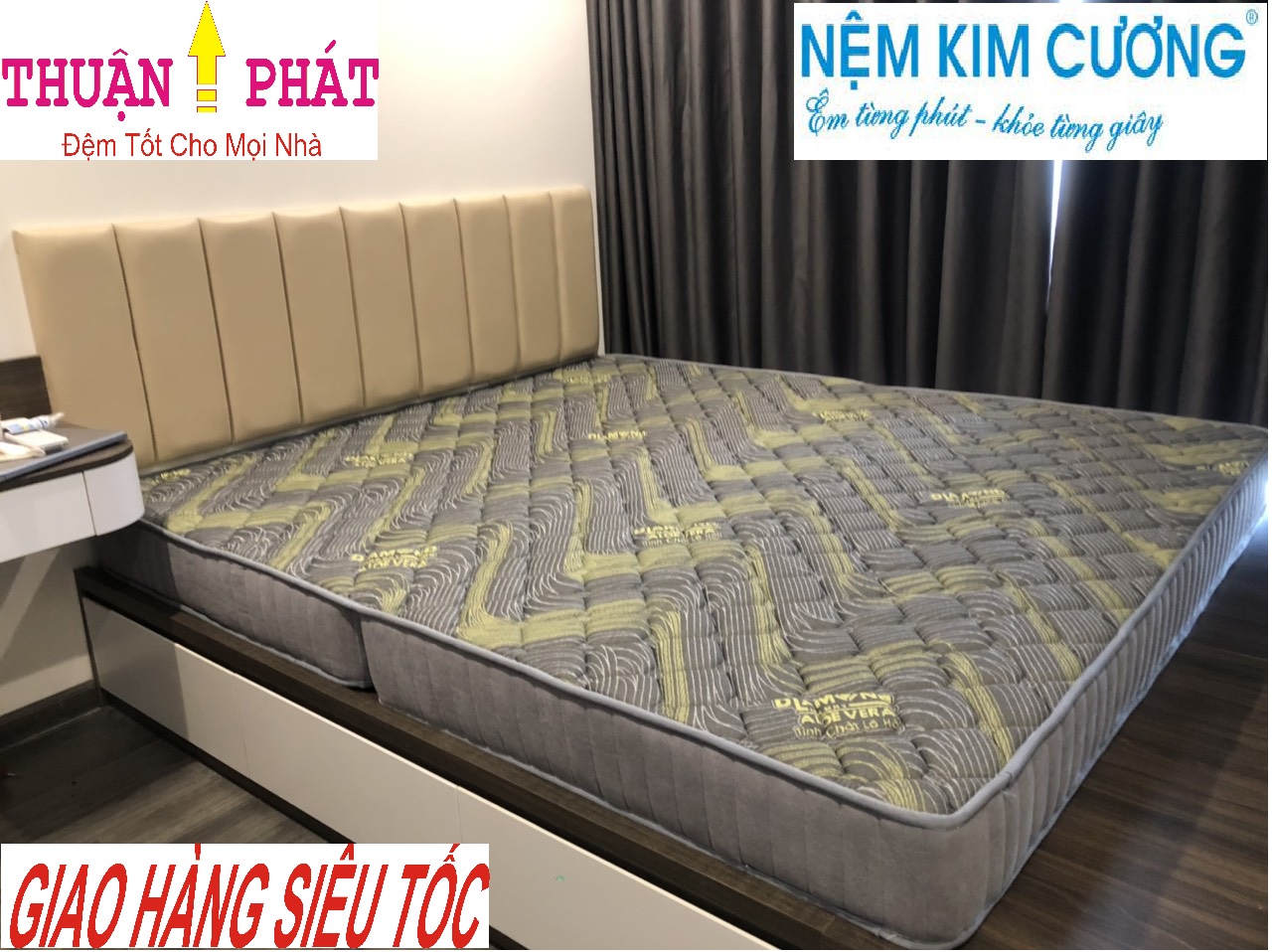 Đệm cao su non Kim Cương Aloe Vera Flex tinh chất lô hội - Chính hãng 100% - Mix mầu