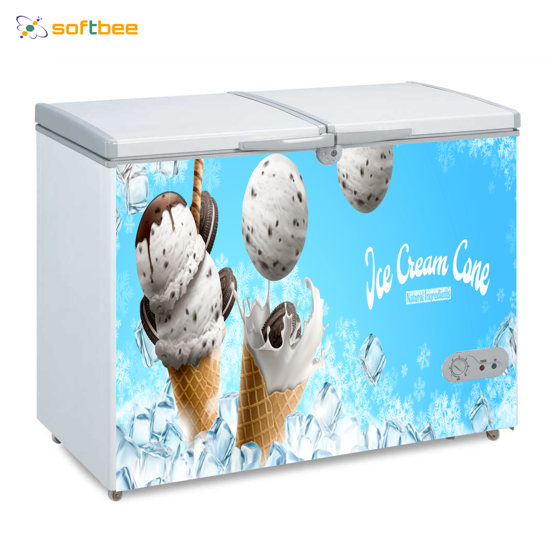Tranh dán tủ lạnh ngang in hình cây kem, kích thước 0.9m x 1.5m / miếng, chất liệu decal chống nước