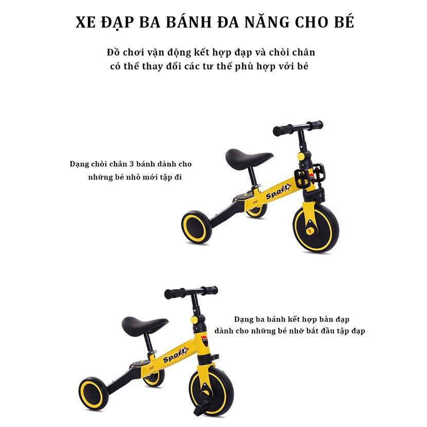 Xe đạp 3 bánh cho bé BabiboKids, Xe chòi chân có bàn đạp có thể tháo rời dễ dàng cho bé từ 1 đến 6 tuổi