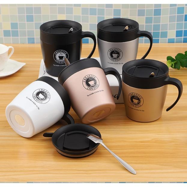 LY GIỮ NHIỆT CÀ PHÊ,TRÀ INOX 304 CREATIVE 330ML CHẤT LƯỢNG KÈM MUỖNG KHUAY INOX - ly uống trà - bình nước giữ nhiệt - binh giư nhiet inox - ly giu nhiet inox - bình uống nước thép không rỉ - ly uống nước"