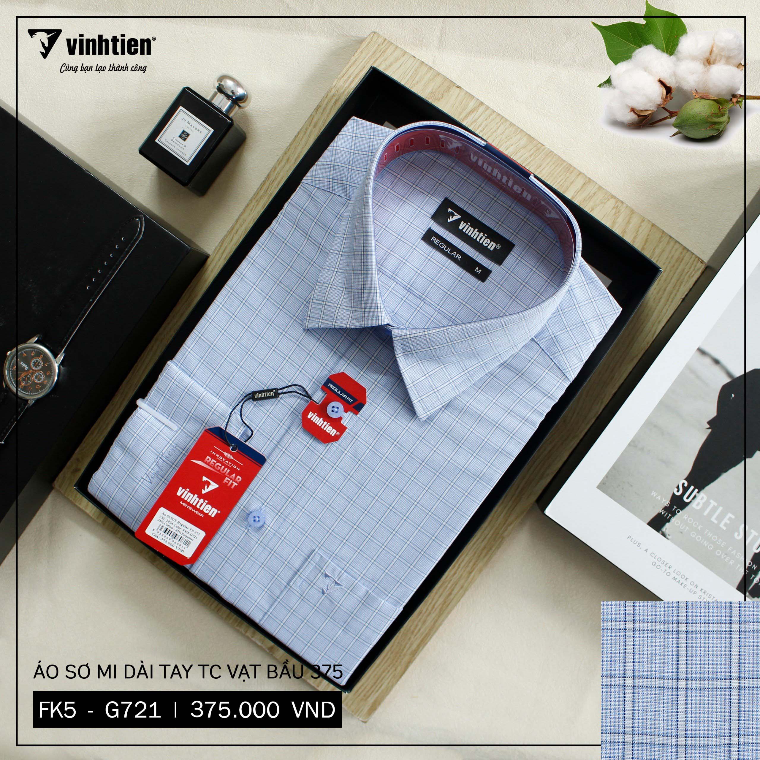 Áo Sơ Mi Dài Tay Vải Kẻ TC Regular Fit 375 Vĩnh Tiến - Nhiều Màu