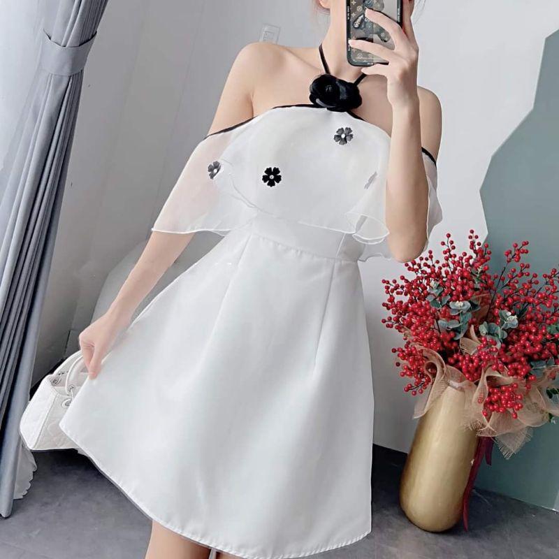 ĐẦM CỔ YẾM VIỀN HOA BÈO NHẸ NHÀNG
