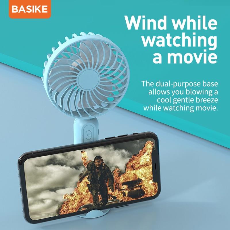 Quạt cầm tay BASIKE FA15 có thể sạc lại gió cao di động với giá đỡ điện thoại-Hàng chính hãng