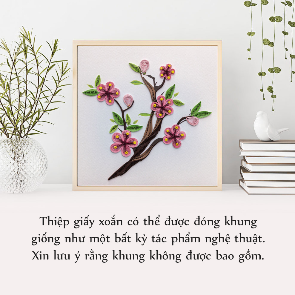 Thiệp Giấy Xoắn Hoa - Hoa Đào - CNF1503